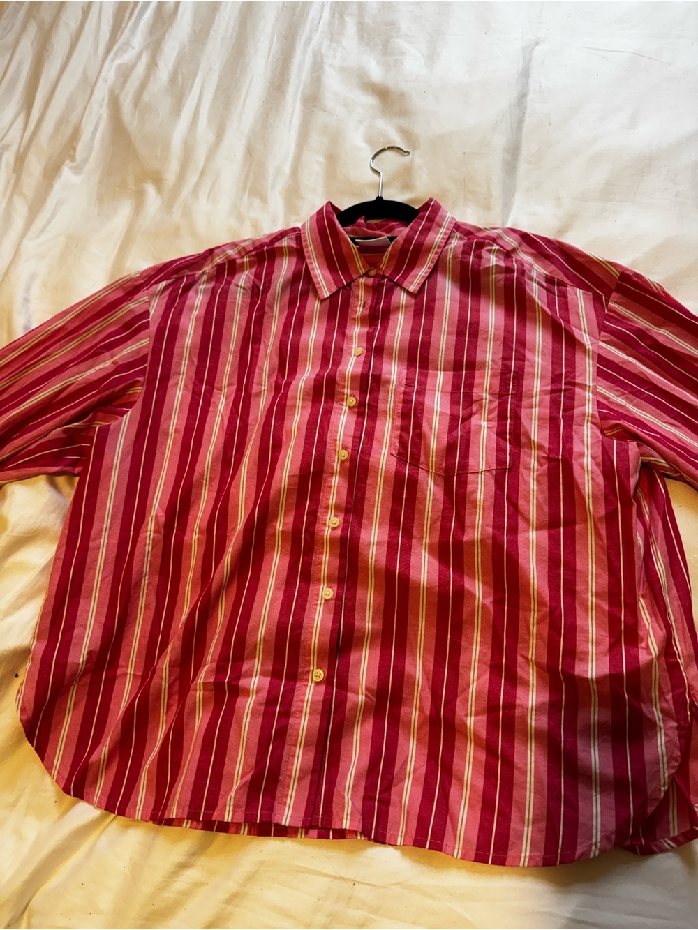 GAP oversize Red and White Vertical Stripe Button-Down Shirt